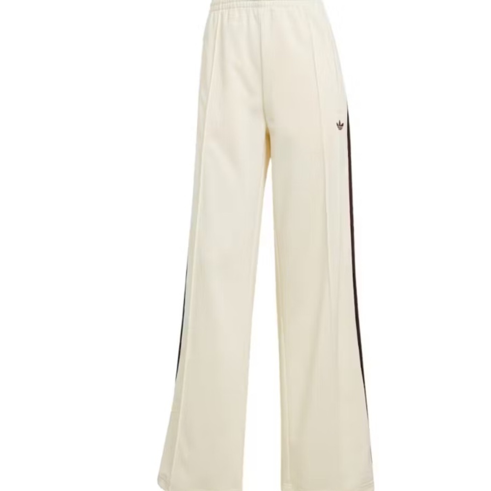 Adidas Cream Track Pants with Maroon Stripes